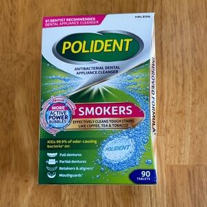 NIB Polident Antibacterial Dental Cleanser Tablets Smokers Dentures Mouthguards